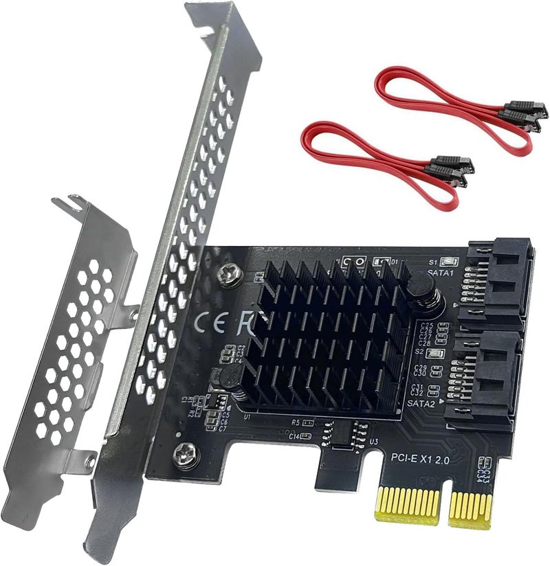Xdingjiala PCIe to SATA3.0 Expansion Card - ASM1061 2-Port 1X Controller | 6Gbps High-Speed Transmission | Hot-Swappable | Compatible with SSD/Mobile Hard Drives | for Windows, Mac, Linux - Image 1